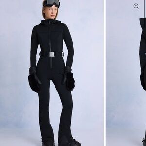 Black Ski Suit with Belt and Gloves